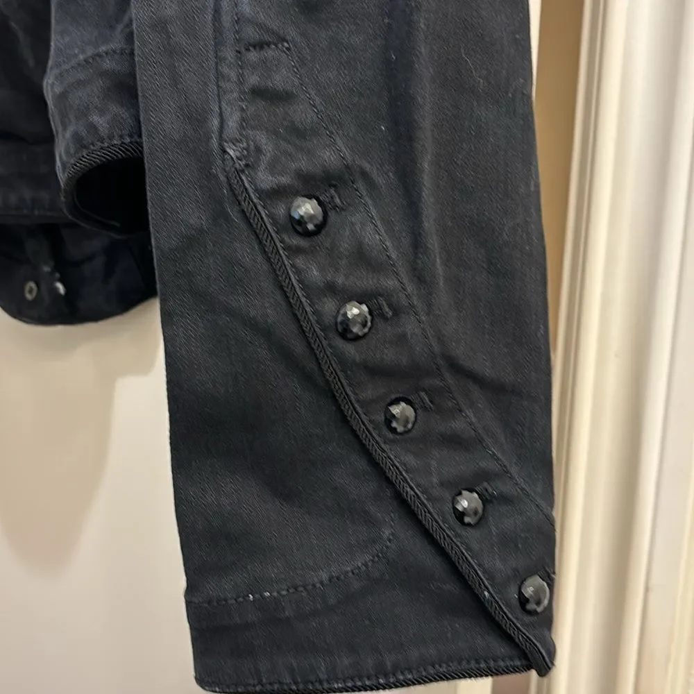 Ralph Lauren black denim woman's jacket w velvet at the collar/sparkly buttons - Picture 11 of 16